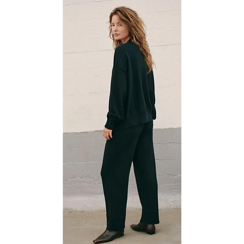 NEW FREE PEOPLE BLACK SOLAR SWEATER PANTS SET SZ XS